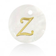 Schelp hanger 15mm letter Z Gold-white